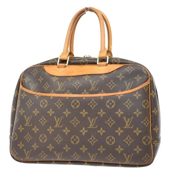 LOUIS VUITTON LV Logo Deauville Hand Bag Monogram Leather Brown M47270 82EF761 - Picture 1 of 14